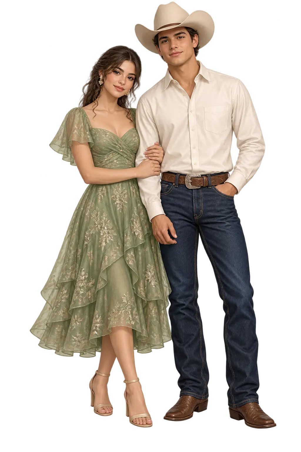 Ilustración de pareja con vestimenta semiformal
